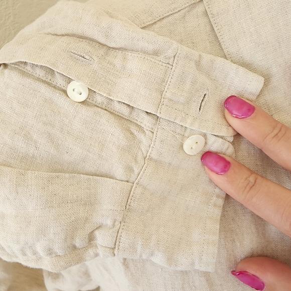100% Irish linen button-up shirt. Sz 14 cream - Picture 4 of 7